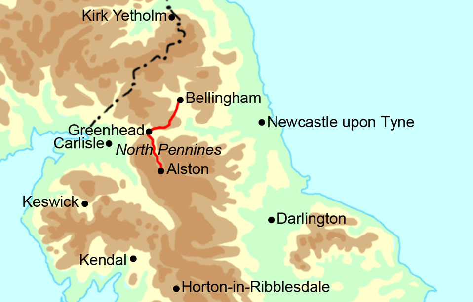 Pennine Way Short Running Break map